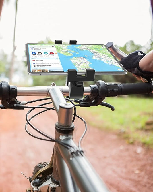 woleyi Bike Tablet Mount, Motorcycle Bicycle Tablet Holder, Cycling Handlebar Clamp with 360 Rotation for iPad Pro Air Mini, iPhone, Samsung Galaxy Tabs, Fire HD, More 4.7-13" Cellphones and Tablets
