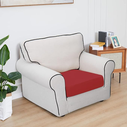 Easy-Going 100% Waterproof Chair Sofa Seat Cushion Slipcovers Couch Cushion Cover Stretch Furniture Protector for Kids, Pets (Chair Cushion, Christmas Red)