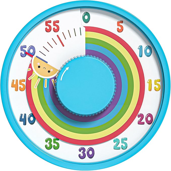 Secura 60-Minute Rainbow Visual Timer 6-Inch Mechanical Countdown Timers for Teaching, Meeting, Cooking, Working - Timer for Kids with Magnetic Backing (Blue)