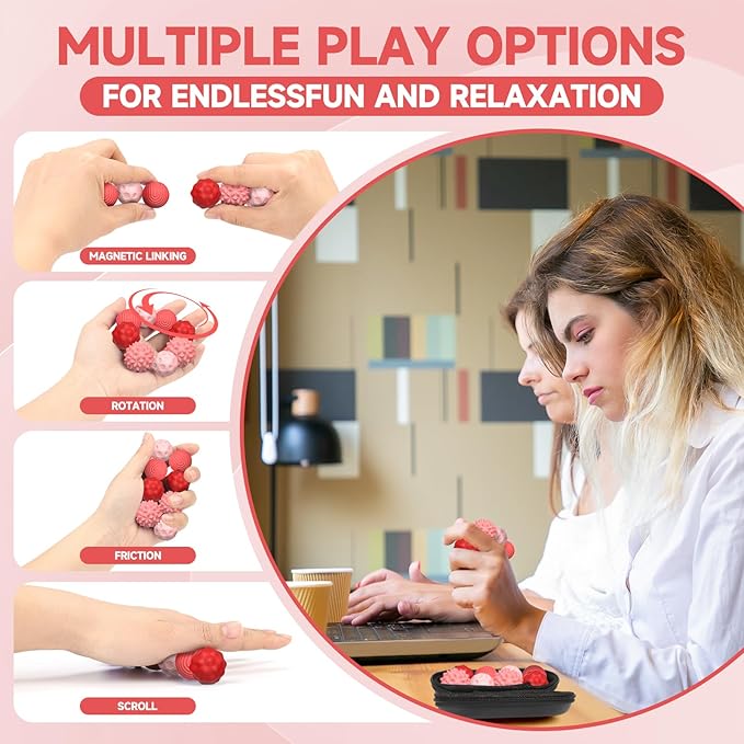 Silicone Magnetic Fidget Balls Toys, 8Pcs Attraction Textures Sensory Fidget Ball Toy with Silicone Shell for for Adults,Silent Desk Magnetic Stress Balls Fidget Toys, Stocking Stuffers for Teen Gifts