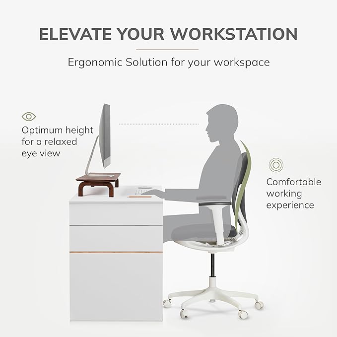 Anji Mountain Monitor Stand - Desktop Organizer & Laptop Riser, Ergonomic Monitor Riser, Space-Saving Monitor Stand for Desk, Durable Construction, Easy Assembly, Ideal for Home & Office,Walnut