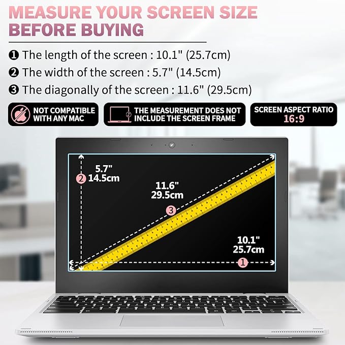 F FORITO 2-Pack 11.6 inch Anti Blue Light Screen Protector Compatible with 11" HP/ASUS/Acer/Lenovo/Dell/Samsung with 16:9 Aspect Ratio Laptop, Anti Glare & Anti Scratch Laptop Screen Filter