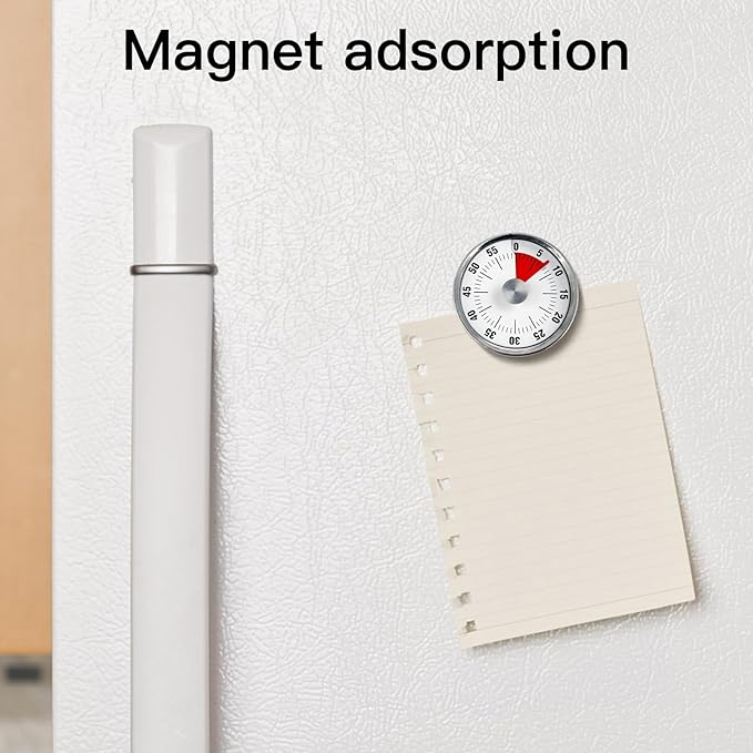 2pcs Magnetic Mechanical Kitchen Visual Timer, Countdown 60 Minute Wind Up Reminder Tool for Baking Cooking Steaming Tanning Learning White