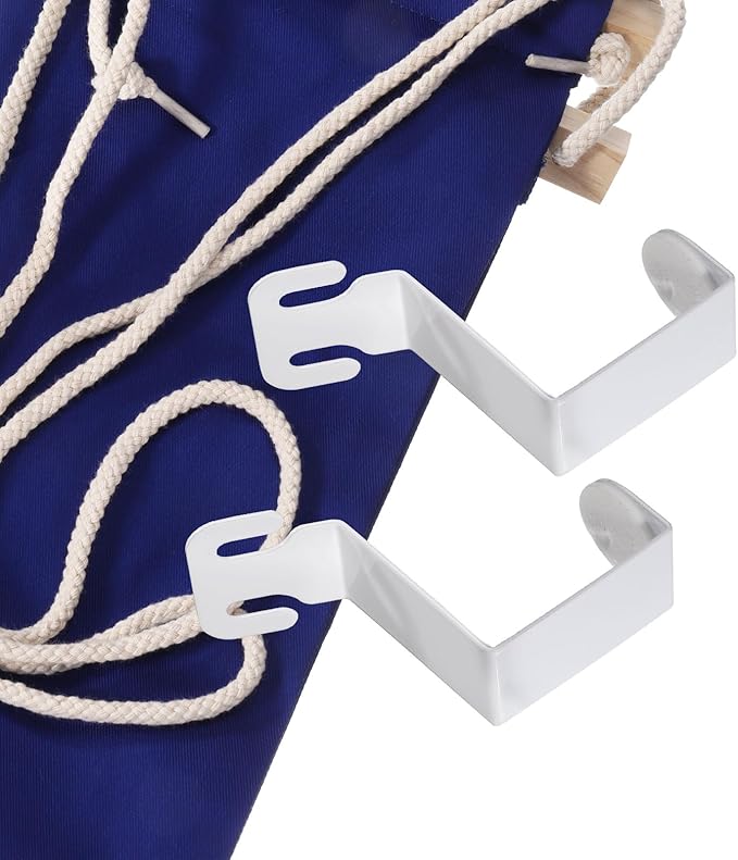 PATIKIL Foot Hammock Under Desk, Adjustable Foot Rest Sling with Hooks Portable Desk Footrest for Airplane Travel Home Office, Dark Blue Style 1