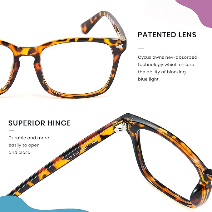 Cyxus Blue Light Glasses for Men Women Reduce Eye Strain UV Blocking for Computer Screen 8082