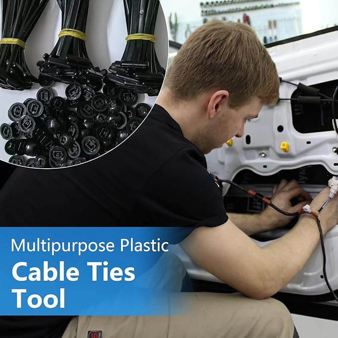 100Pcs Nylon Universal Cable Tie Buckle, 2025 New Heavy Duty Self-Locking Nylon Zip Ties Holder, Multipurpose Plastic Cable Ties Tool for Car Daily Repair Quick Fix