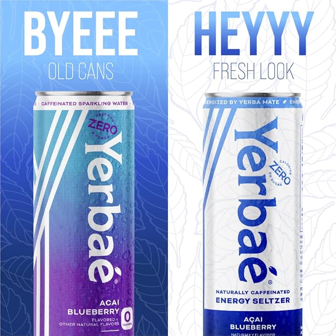 Yerbaé Energy Seltzer - Variety Tropical Pack, No Sugar/Calories/Carbs. Energized by Yerba Mate, Naturally Caffeinated & Plant-Based, Healthy Alternative to Coffee/Sugary Sodas, Pack of 12, 12oz cans