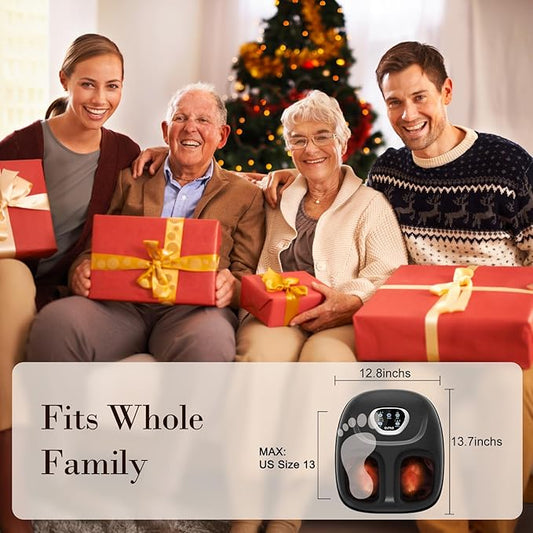 Foot Massager FSA Eligible HSA, Feet Massager with Heat for Plantar Fasciitis Relief, 5 Levels Compression & Vibration Massage for Neuropathy, Gifts for Women Mom Men Dad, Fits Up to 13"