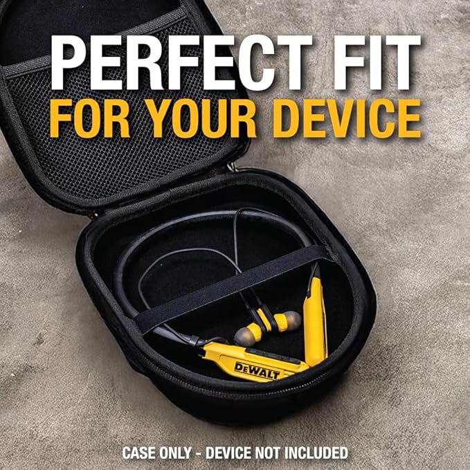 DEWALT Black Edition Pro Audio Bundle: Heavy-Duty 2-in-1 Bluetooth Neckband Headphones + Rugged EVA Travel Case