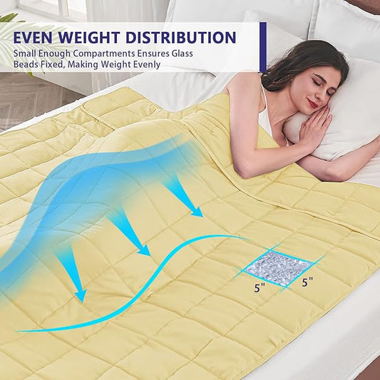 King Size Weighted Blanket for Adults (20 lbs, 80” x 87”, Yellow) Cooling Heavy Blanket for Sleeping Perfect for 190-210 lbs, Breathable Blanket for Adults & Couple All Season, Machine Washable