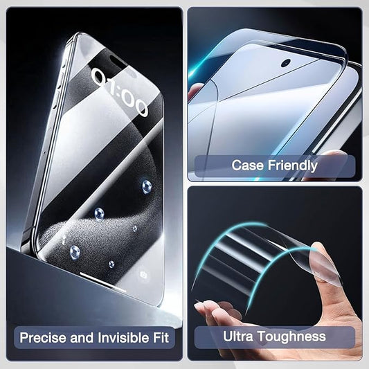 2 Pack Screen Protector for iPhone 16/iPhone 15, 9H Tempered Glass, High Definition Clear, Full Coverage, Anti-Fingerprint, Auto Dust-Elimination, No Bubble, Easy Installation