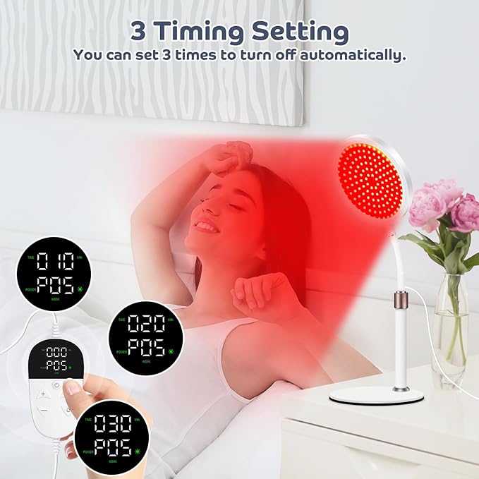 Red Light Therapy for Face and Body, Red and Blue Light Therapy Lamp with Base, 415nm Blue Light, 660nm and 850nm Near-Infrared LED Light Therapy Device for Home Use
