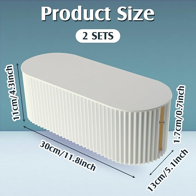 Marsui 2 Pcs Cable Management Box Cord Hider Organizer with 46 Pcs Cable Management Kit Wire Box for Power Strips Surge Protectors Desk TV Computer Wires Home Office(White)