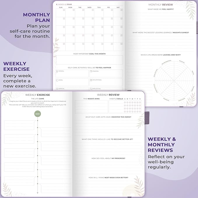 Clever Fox Self-Care Journal Premium – Daily Gratitude & Mental Health Notebook for Women – Reflection & Personal Development Journal (Lavender)
