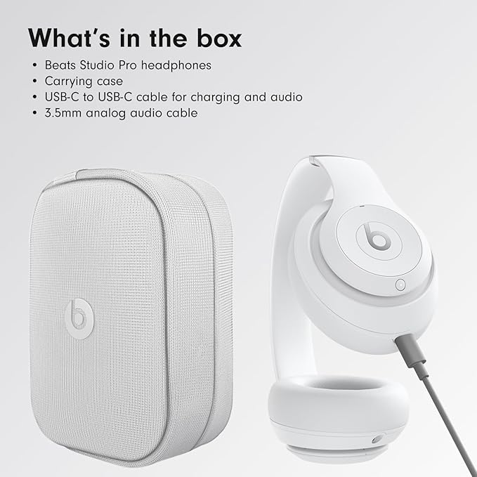 Beats Studio Pro - Wireless Bluetooth Noise Cancelling Headphones - Personalized Spatial Audio, USB-C Lossless Audio, Apple & Android Compatibility, Up to 40 Hours Battery Life - Matte White