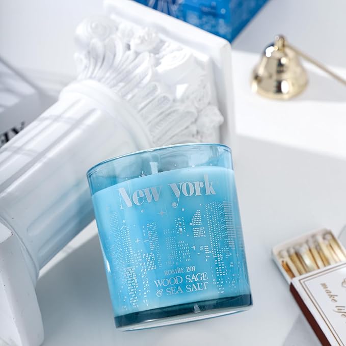 Scented Candle - New York City with Scent of Wood Sage and Sea Salt- 6oz Aromatherapy Soy Wax Jar Candle for Home, Gifts for Women - 170g