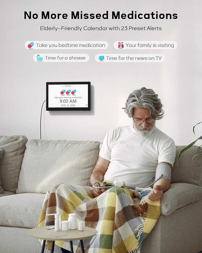 10.1" Large Digital Clock with Date and Day for Elderly, Remote Control Digital Calendar with 12 Themes, Auto Dimming, 23 Customizable Schedules, AutoDST, Indoor Temperature & Humidity, Wall Mounted