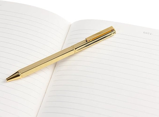 Bee Lined Journal Plus Pen by Graphique Luxe Collection, Hardcover Diary Notebook for Writing, Gold Foil Embossing, 160 Pages, 6” x 8”