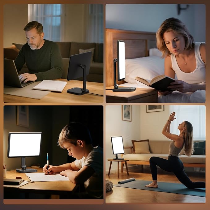 LASTAR Sun Lamp, 12000 Lux UV-Free Light Therapy Lamp with 5 Adjustable Brightness Levels/6 Timer/Remote Control,180° Free Rotable Heavy Base Smart Plug for Home Office