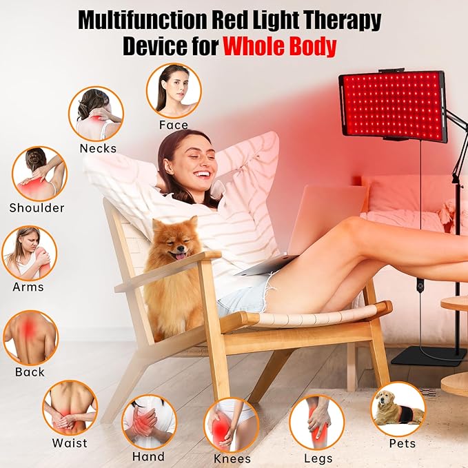 Red Light Therapy for Face and Body, 10-in-1 Multifunction Red Light Therapy Lamp with Stand, 660nm Red Light & 850nm Near Infrared Light Therapy Device with Red Light Therapy Belt and Stand