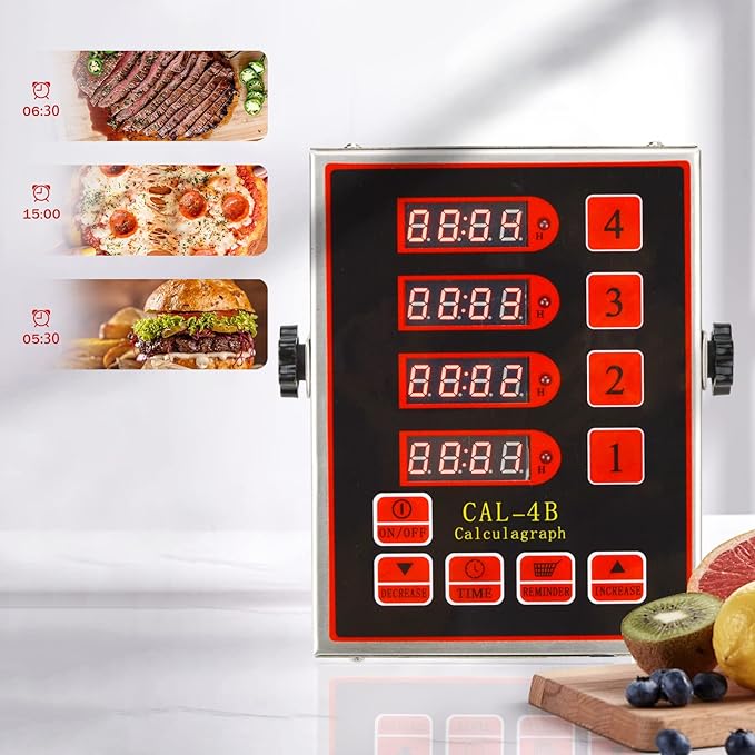 Commercial 4 Channel Kitchen Timers Digital Restaurant Timer Professional Multi Loud Alarm Adjustable Cooking Reminder