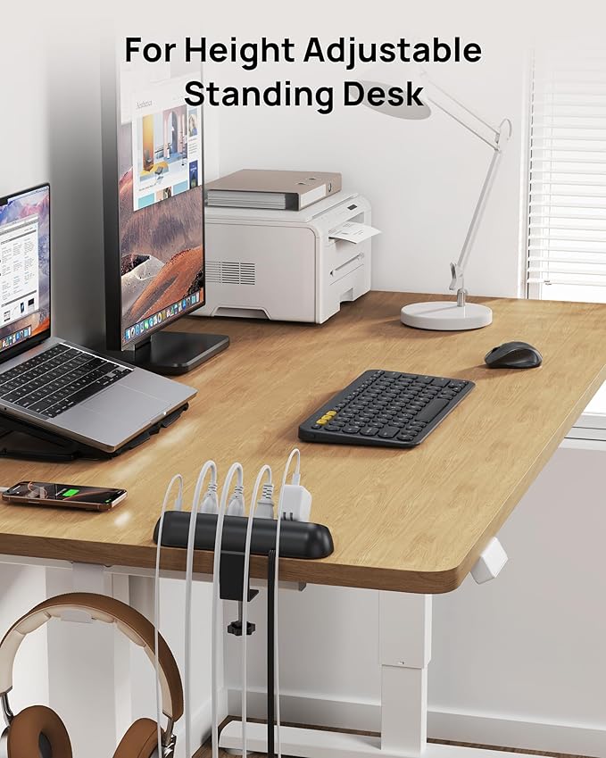TROND Desk Clamp Power Strip USB C PD 20W- Surge Protector with 4 AC Outlets 4 USB Ports, Flat Plug 6ft Extension Cord, 1700J, ETL Listed, Fits 1.97 inch Tabletop Edge, for Home Office, Black
