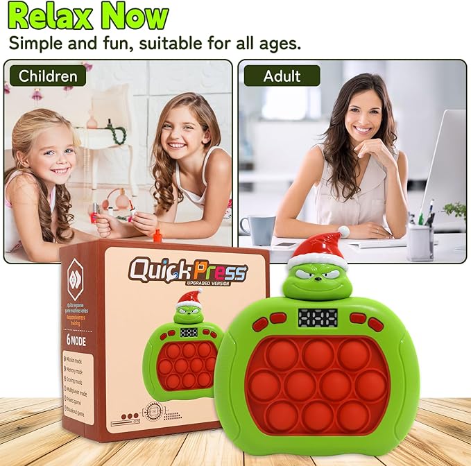 Quick Push Bubble Game,POP Toy Fast Push Game,Quick Push Pop Fidget Toys for Kids 3-12 Years Old,6 Game Mode Upgrades,Handheld Puzzle Games for Halloween and Christmas,Sensory Toys (Yellow Duck)