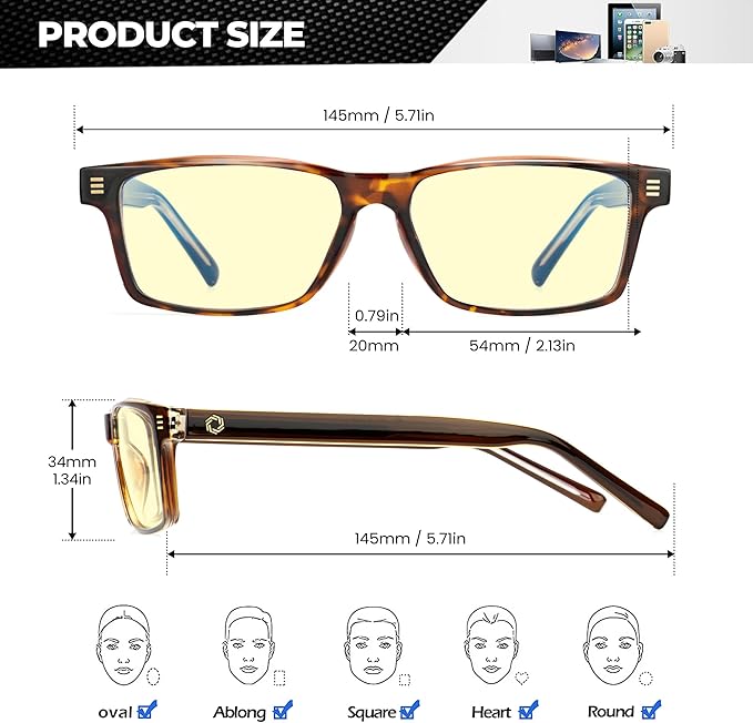 ANYLUV Blue Light Glasses Men Woman, Blue Light Blocking Glasses for Computer Gaming, Eye Strain Relief Eye Protection