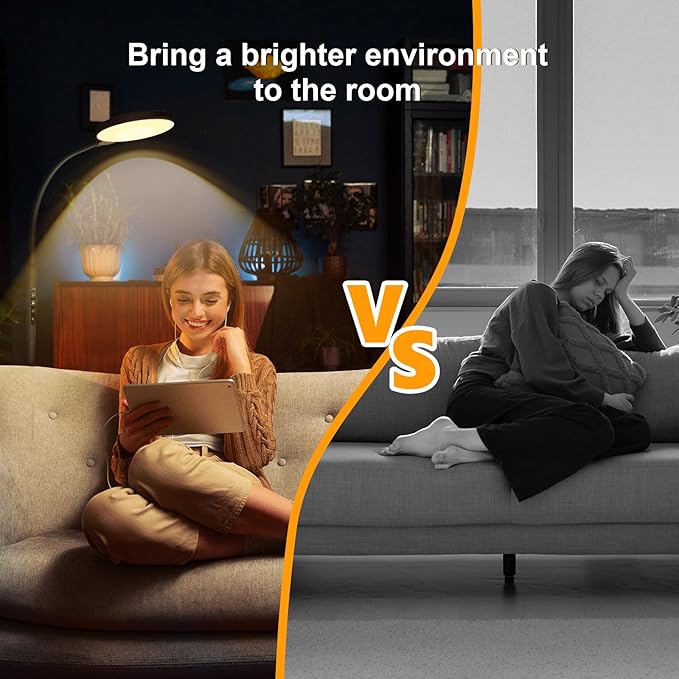 Light Therapy Lamp, 3 in 1 Therapy Floor Lighting, 11000 Lux Full Spectrum Therapy Lamps, UV-Free LED Sunlight, 10 Brightness/5Color/Gooseneck/Height Adjustable with Timer Control, Black