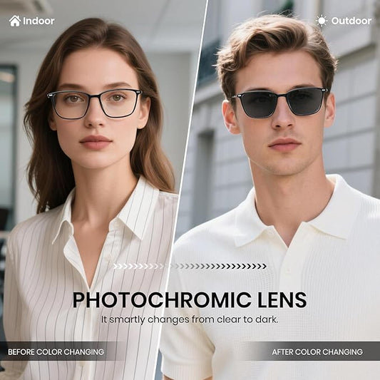 Cyxus Blue Light Blocking Glasses Men Women Computer Gaming Glasses Rectangle UV400 Photochromic glasses 8208i01