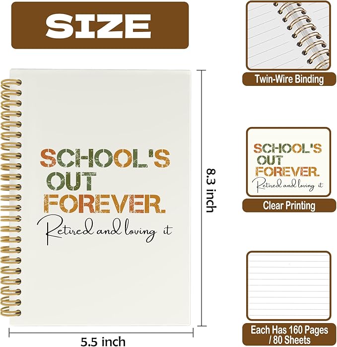 CUANFDDSF Teacher Retirement Gifts Notebook, Retirement Gift for Women Men Journal Notebooks for Note Taking,Writing Pads, Teacher Appreciation Gifts Hardcover Spiral Notebook 5.5x8.3 Inch