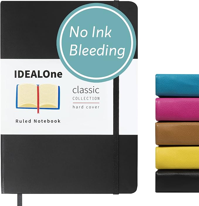 IDEALOne Hardcover Leather Journal Notebook Lined–A5 (5.7x8 inch), College ruled Journaling Notebooks,160 pages, 100GSM Thick Paper, Journal for Women,Men, Teens-Teal