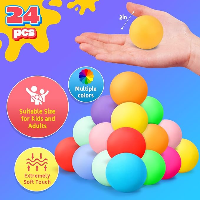 24Pcs Slow Rising Stress Balls,Color-Chaning Stress Balls for Kids,Fidget Sensory Toys for Relief,Autism Toys,Stocking Stuffers,Kids Party Favors