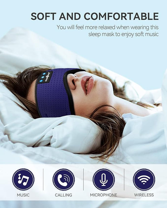 MUSICOZY Sleep Headphones Bluetooth 5.4 Headband Breathable Sleeping Headphones, Wireless Music Eye Mask Earbuds Earphones for Side Sleepers Men Women Air Travel Cool Tech Gadget Gifts