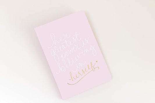 Eccolo Dayna Lee Collection Pink"Her Greatest Power" 8x6" Flexi-cover Journal/Notebook, Acid-free Lined Sheets