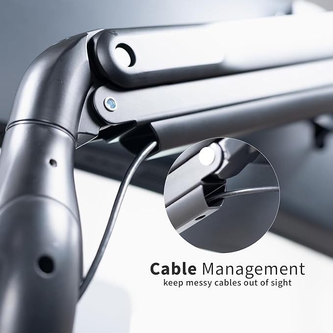 VIVO Aluminum Ultrawide Monitor Stand, Classic + USB, Fits up to 49 inch Screens, Single Articulating Pneumatic Arm, USB Ports, C-Clamp and Grommet Desk Mount, Max VESA 200x100, Black, STAND-V100HU