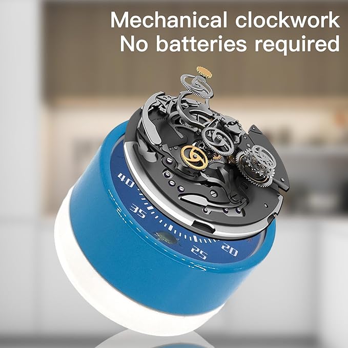 Kitchen Timer for Cooking, 2 PCS 60 Minute Visual Timer with Magnetic Base Mechanical Desk Timer for Home Kitchen Cooking Classroom Study Office Desk Use(Blue)