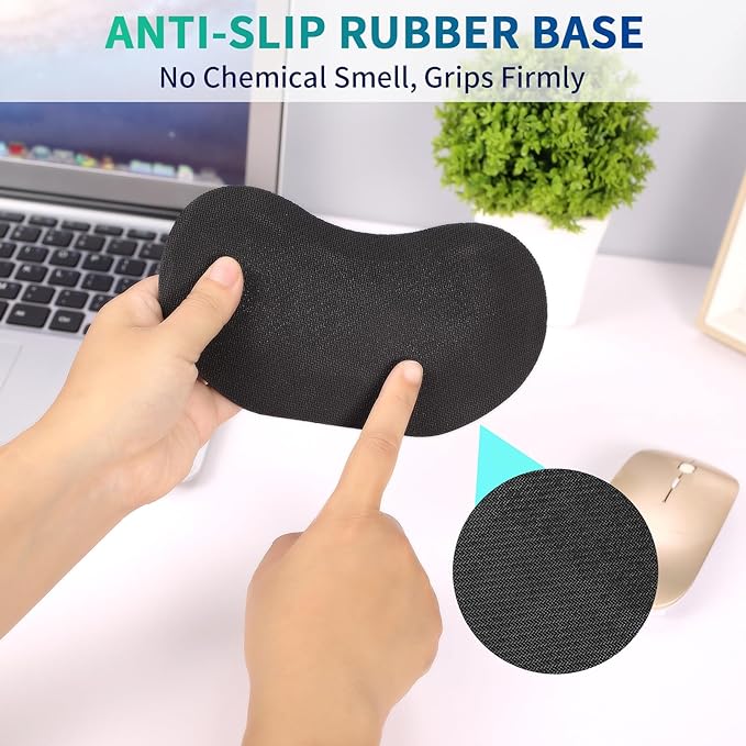 Wrist Rest for Computer Keyboard and Mouse - Ergonomic Memory Foam Mousepad Rests with Non-Slip Base for Office, Gaming, Computer - Pain Relief & Carpal Tunnel Support, Black, 2-Piece Desk Accessories