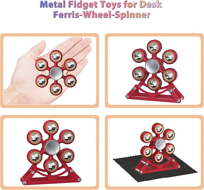 Desk Toys for Fidget Ferris-Wheel Spinner: 4mins Metal Cool-Gadgets Kinetic-Toy, Cool-Stuff for Kid Children Teen Adult EDC-Toy, ADHD Tools Stress Relief for Office Home School Men Woman Christmas