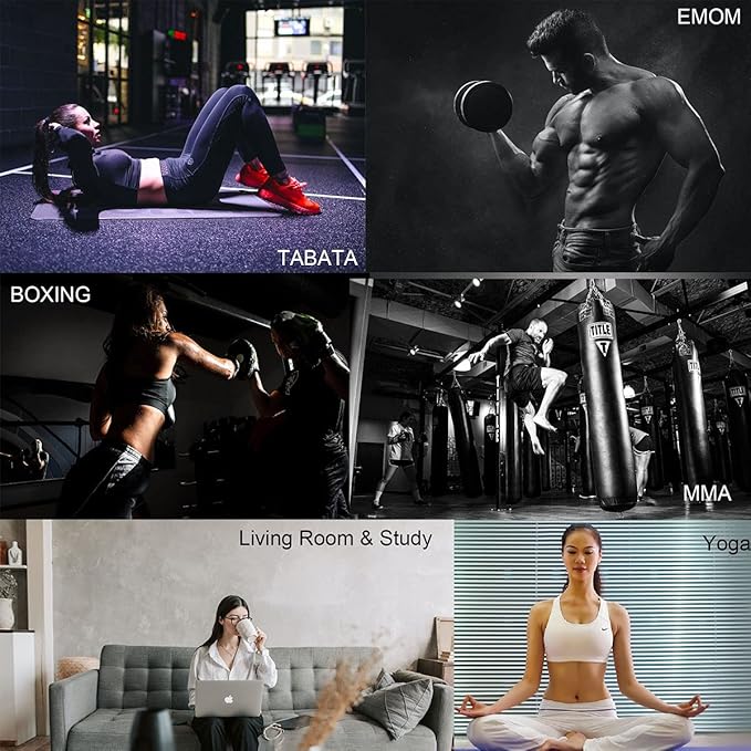 Large Countdown Clock Interval Gym Timer with Remote Wall Mount Ultra-Clear Digital Gym Clock for Workout 15" x 4.7" Aluminum Housing 6ft Power Cord