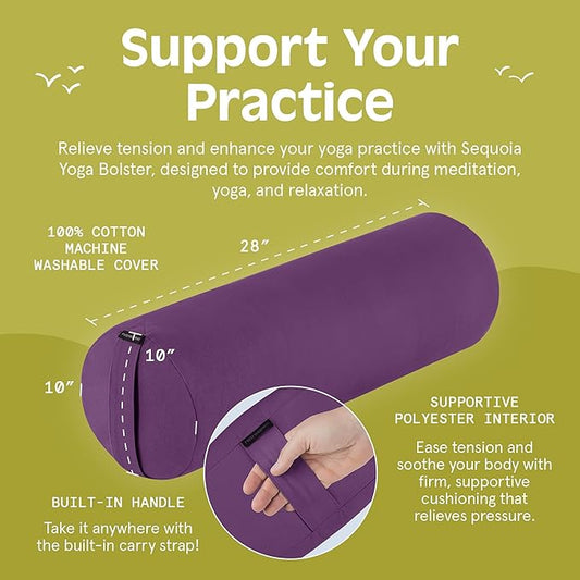 Retrospec Retrospec Sequoia Yoga Bolster Pillow - Meditation Cushion for Yoga Practices - Includes Machine Washable 100% Cotton Cover & Durable Carry Handle