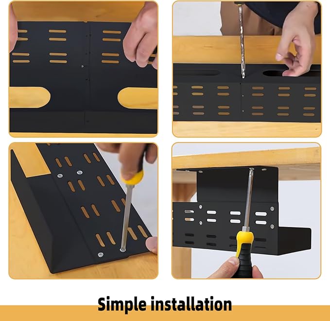 Under Desk Cable Management Tray, Power Strip Holder, Cord Organizer, Wire Tamer for Office and Home, Black (41 inch)