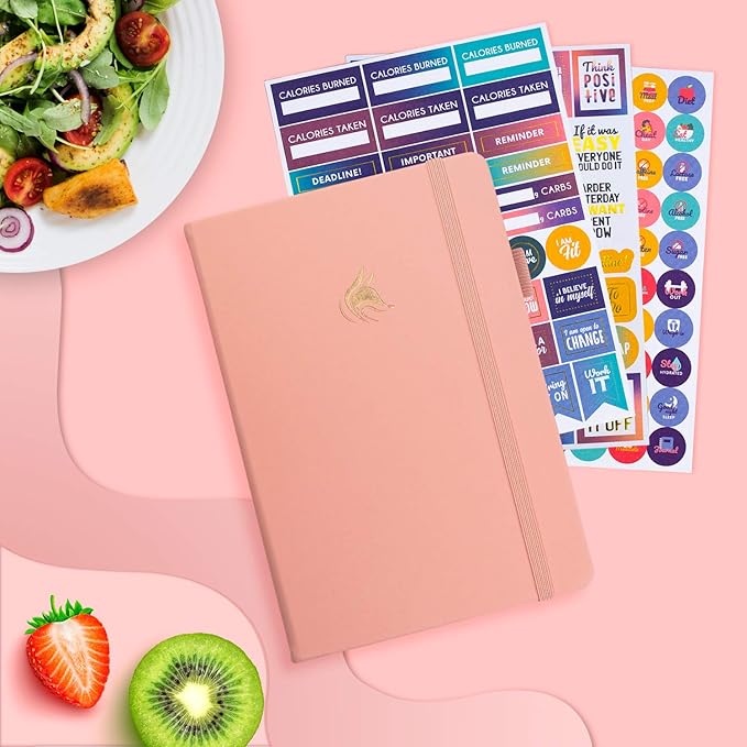 Clever Fox Wellness Planner - Weekly & Daily Health and Wellness Log, Food Journal & Meal Planner Diary for Calorie Counting, Notebook for Medical Condition Tracking, A5-Sized - Light Pink