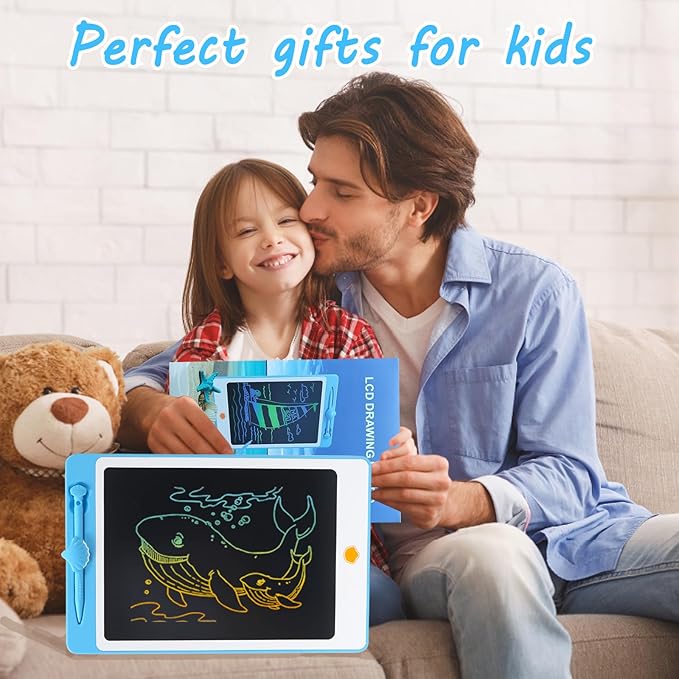LCD Writing Tablet Doodle Board, 10 Inch Portable Drawing Board for Kids Reusable Writing Pad for Toddlers Educational Learning Toys Gifts for 3 4 5 6 7 8 Years Old Girls Boys (Blue, 10 inch)