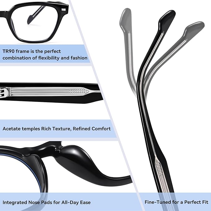 Dollger Blue Light Glasses for Men Women Blue Light Blocking Computer Screen Glasses Men Clear Frames Eyeglasses