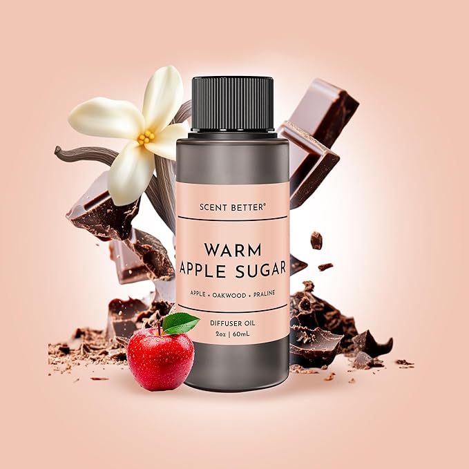 Scent Better Warm Apple Sugar Aroma Essential Oil Blend: an Aromatherapy Blend of Apple, Oakwood, and Praline for Ultrasonic Diffusers & Nebulizers (2 Fl Oz, 60 mL)