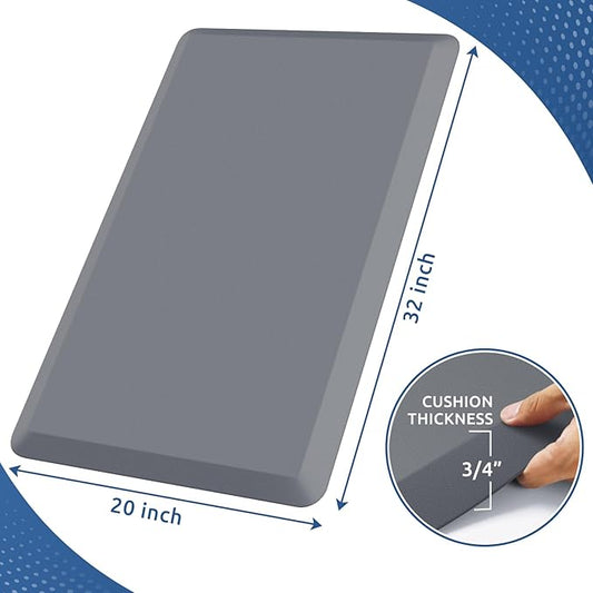 KitchenClouds Kitchen Mat Cushioned Anti Fatigue Rug 20"x32" Waterproof, Non Slip, Standing and Comfort Desk/Floor Mats for House Sink Office (Grey)