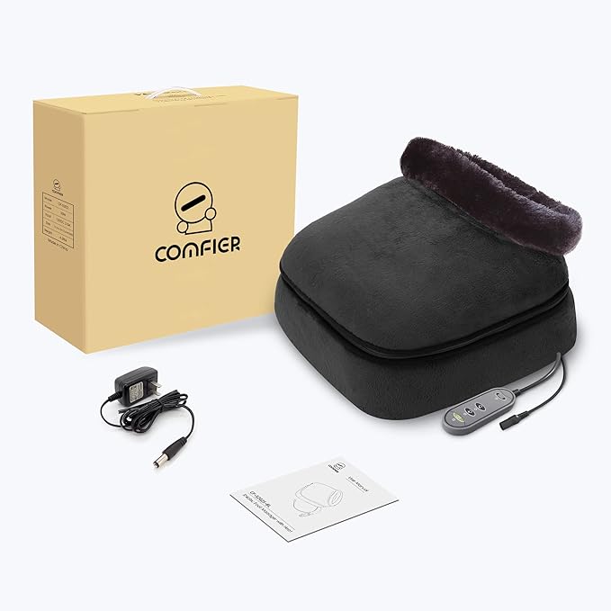 COMFIER Foot Warmer Massager,Gifts for Women,Men,Shiatsu Foot Massager with Heat, Electric Heating Pad for Back Feet,Back Massager for Pain Relief(Black)
