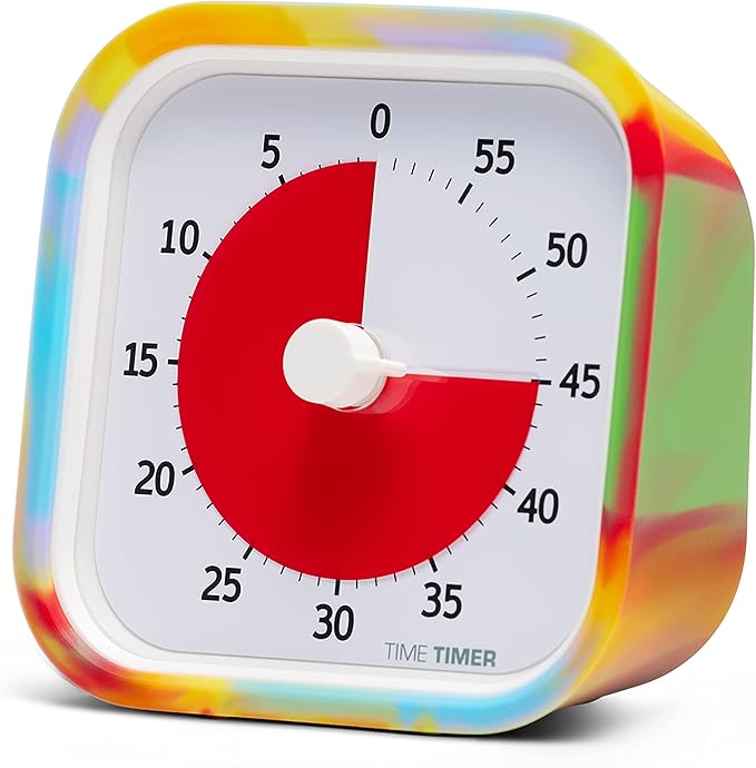 Time Timer MOD Tie Dye — Special Edition — Visual Timer for Kids Classroom Learning, Elementary Teachers Desk Clock, Homeschool Study Tool and Office Meetings with Silent Operation (Tie Dye)