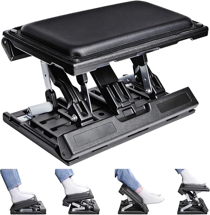 Scalebeard Foot Rest for Under Desk at Work,Height Adjustable Infinite Angle Ergonomic Foldable Footrest for Office, Gaming,Computer, Removable Pad Desk Foot Stool with Massage Beads,for All Seasons
